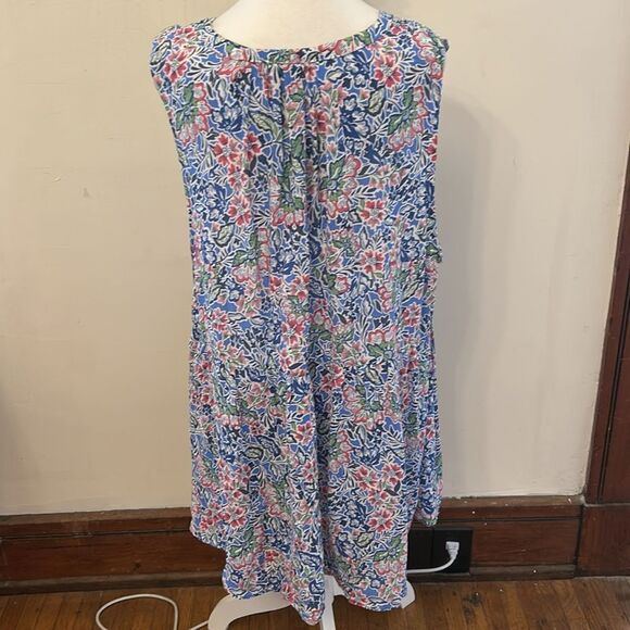 Cynthia Rowley Blue Pink White Floral V-Neck Sleeveless Blouse Size 1 X EUC - Picture 6 of 10